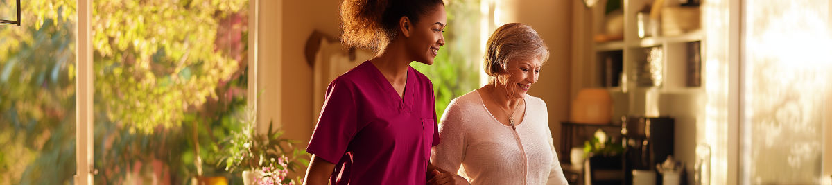Registered nurse administering medication to elderly man during in-home care visit in Dallas